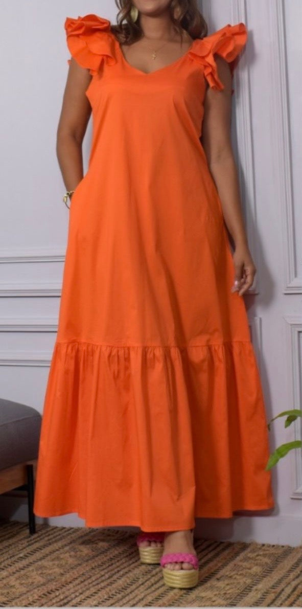 VESTIDO LARGO EVELYN NARANJA