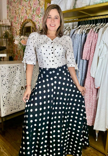 FALDA POLKA DOTS NEGRO