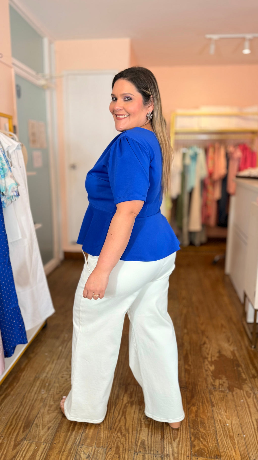 Blusa Azul Rey Peplum para Mujer | Blusa Elegante y Femenina en Panamá