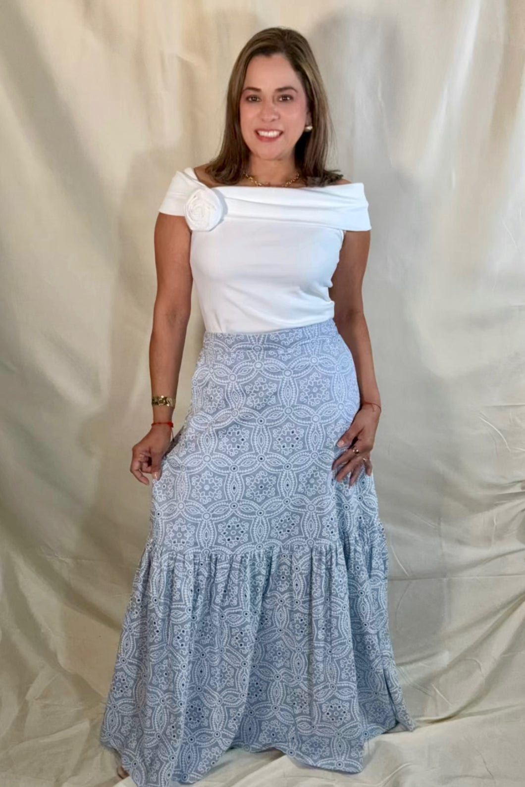 FALDA VANESSA OJALILLO  AZUL