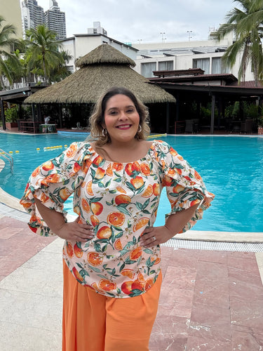TANGERINE OFF SHOULDER BLOUSE