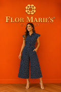 Jumpsuit Palazzo Lunares Azul Marino Manga Aleta | Jumpsuit Ropa para Mujer en  Panamá