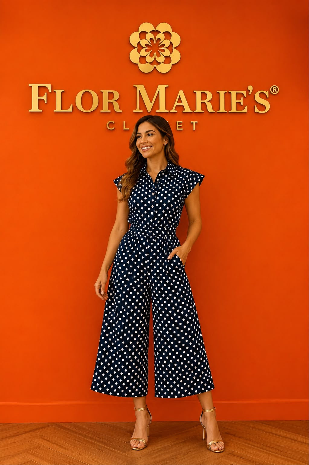 Jumpsuit Palazzo Lunares Azul Marino Manga Aleta | Jumpsuit Ropa para Mujer en  Panamá