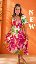 Vestido Midi Floral para Mujer en Panamá | Vestido Casual Elegante Estampado Tropical