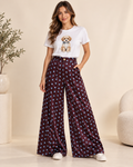 Pantalón Palazzo de Pierna Ancha con Estampado de Lunares