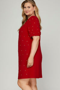 VESTIDO ROJO CON RHINESTONE