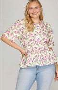 BLUSA FLOREADA VIOLET PLUS SIZE