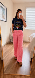 Pantalón de cuadros Estilo Denin color rojo de mujer