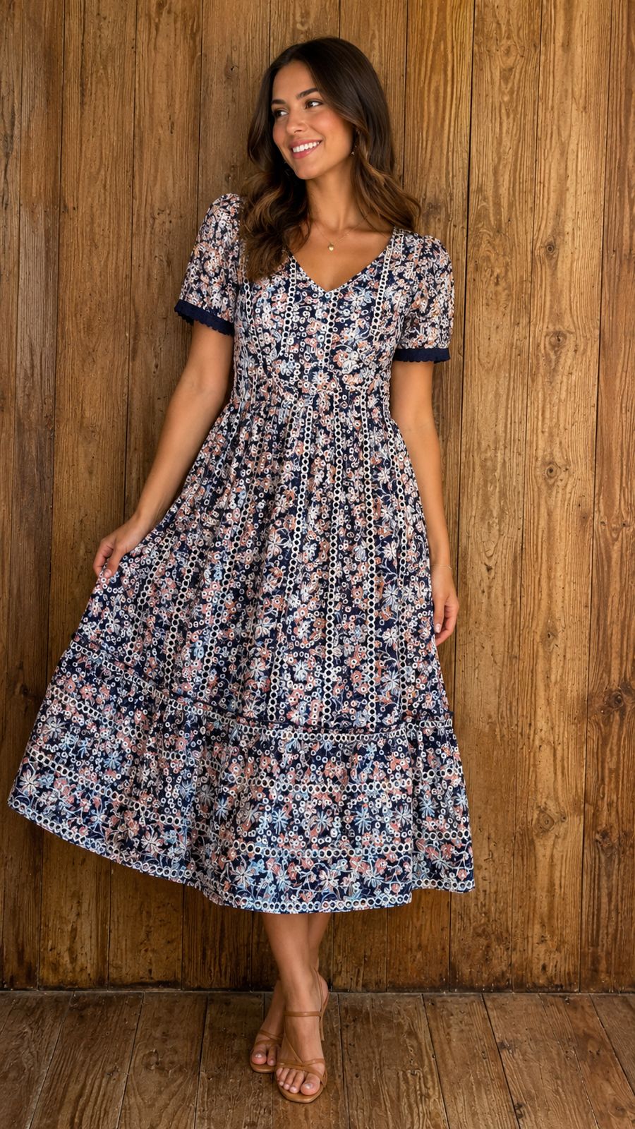 Vestido Midi Floral Boho para Mujer en Panamá/ Vestido casual Elegante Azul