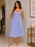 Vestido Lunares Azul y Rojo Tirantes