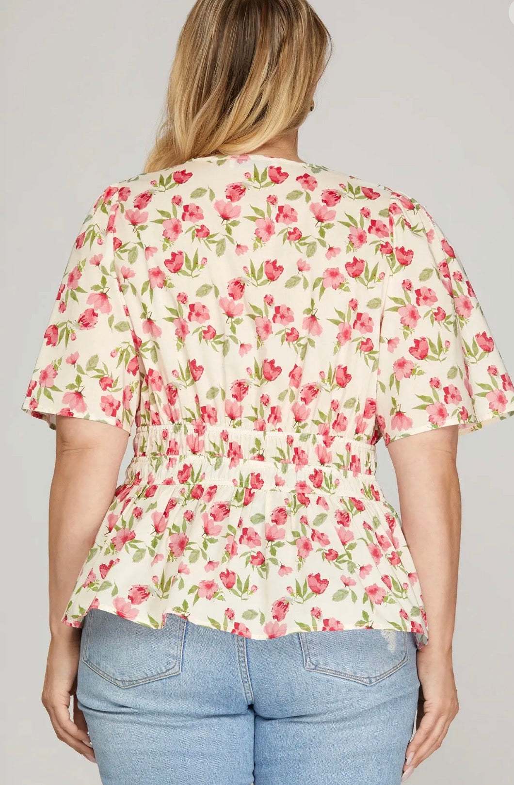 BLUSA FLORAL PEPLUM PLUS SIZE