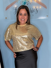 Cargar imagen en el visor de la galería, GOLD SEQUIN BLOUSE