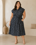 Vestido Midi NEGRO  Floral y Cordón