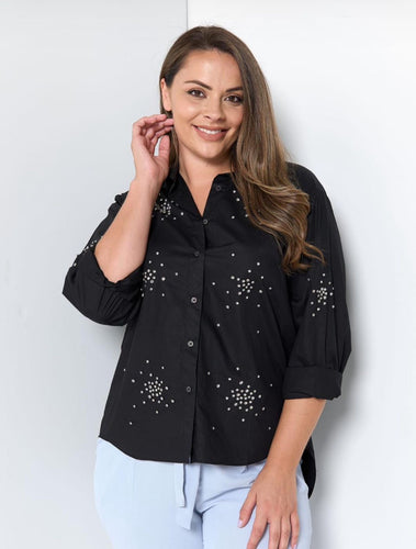 BLUSA NEGRA RHINESTONE