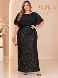 Vestido Plus Size  Largo con Falda de Lentejuelas