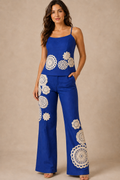 Conjunto Elegante de Blusa de Tirantes y Pantalón Palazzo Negro