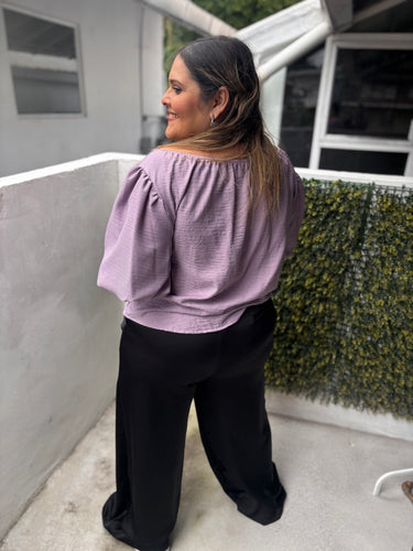 BUBBLE SLEEVE LAVANDER BLOUSE