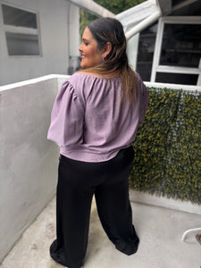 BUBBLE SLEEVE LAVANDER BLOUSE