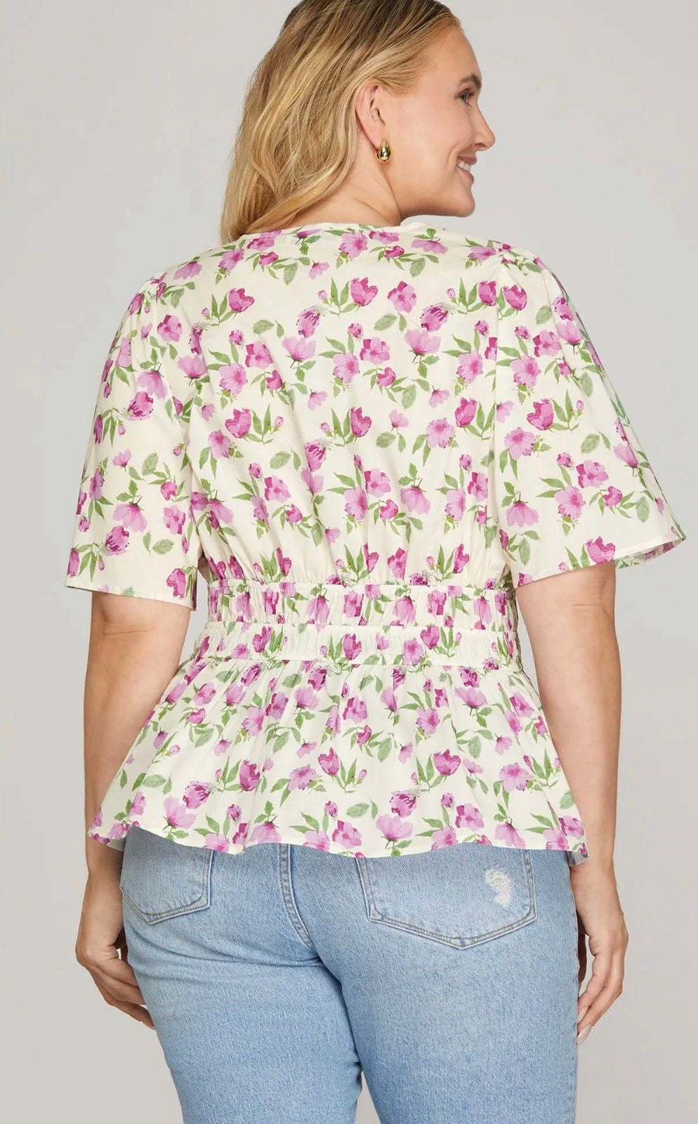 BLUSA FLOREADA VIOLET PLUS SIZE
