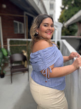 Cargar imagen en el visor de la galería, DENIM OFF SHOULDER BLOUSE
