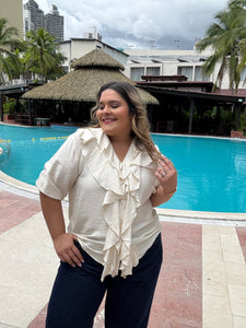 RUFFLE BEIGE BLOUSE