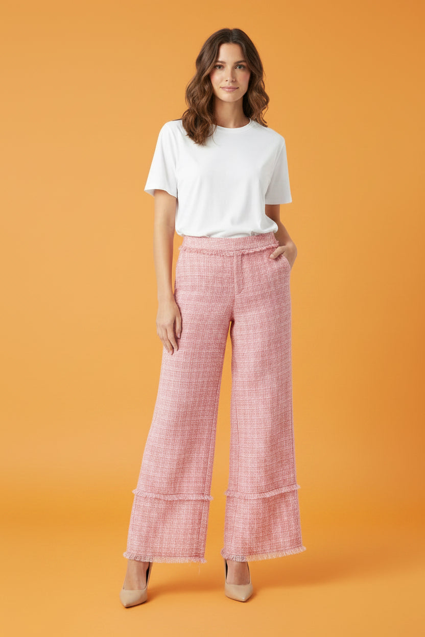 Pantalón Palazzo Rosa Texturizado para Mujer/Pantalón Elegante y Moderno en Panamá