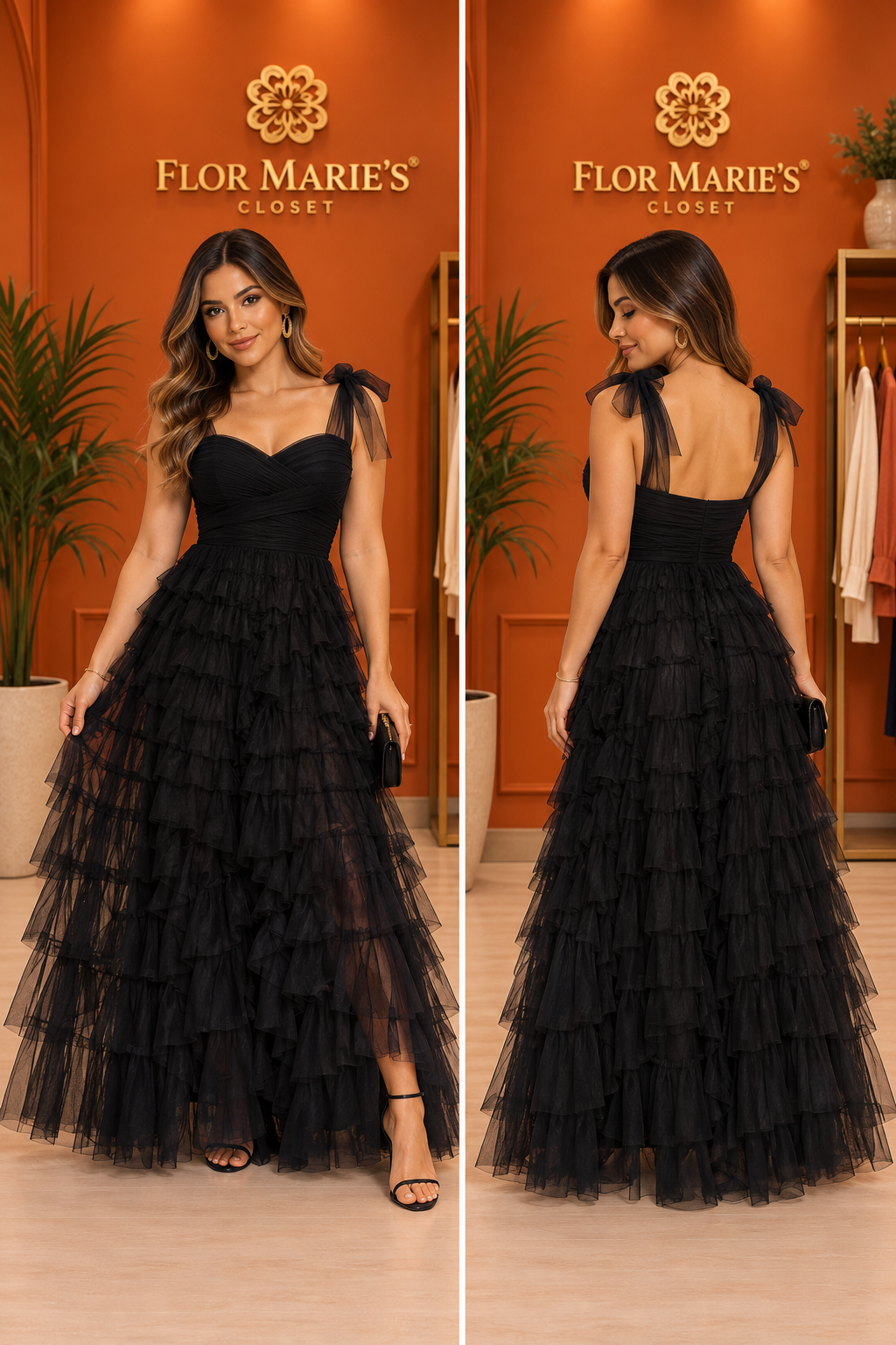 Vestido Midi Negro de Tul