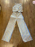 Conjunto Chaleco y Pantalón Rayas Azul y Amarillo/Set ropa para Mujer en  Panamá