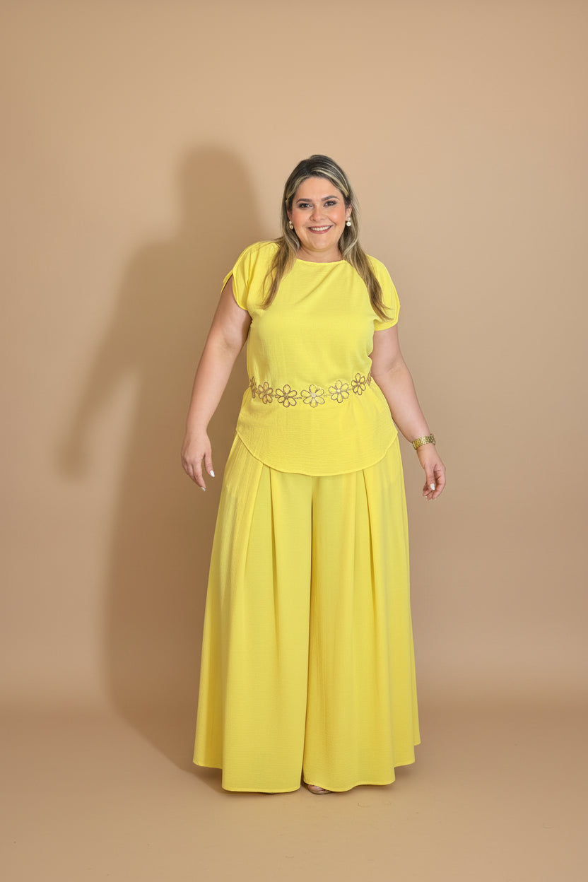 SARISA BLUSA AMARILLA PLUS SIZE