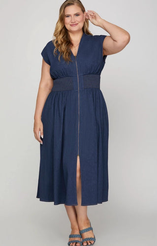 VESTIDO PLUS SIZE SHELSY DENIM BLUE