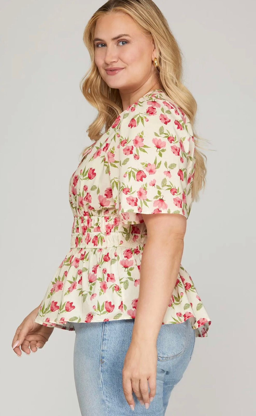 BLUSA FLORAL PEPLUM PLUS SIZE