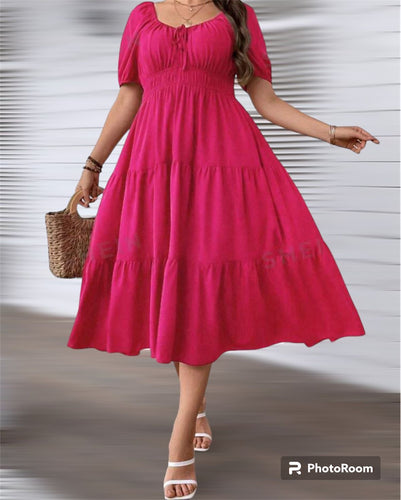 SARISA VESTIDO PLUS SIZE FUCSIA