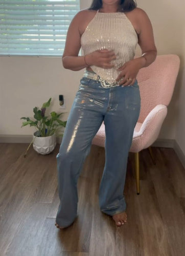 PANTALON JEANS DORADO