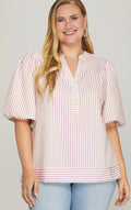 BLUSA A RAYAS LILA PLUS SIZE