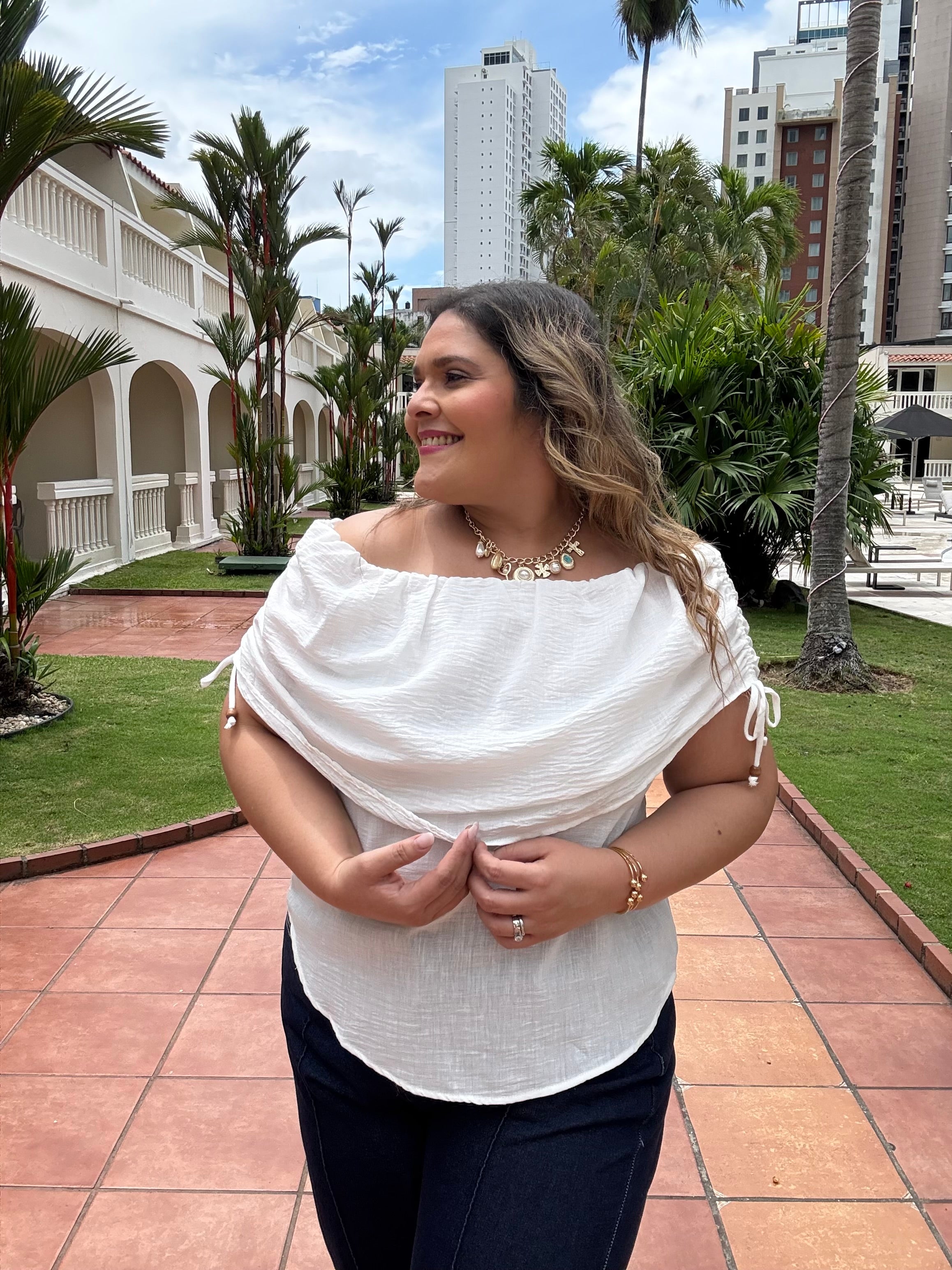 WHITE OFF SHOULDER BLOUSE
