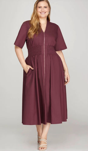 VESTIDO PLUS SIZE SHELSY PLUM