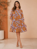 Floral Long Sleeve Terra Blue Dress