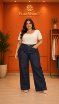 Jeans Plus Size de Pierna Ancha para Mujer – Denim Azul Oscuro
