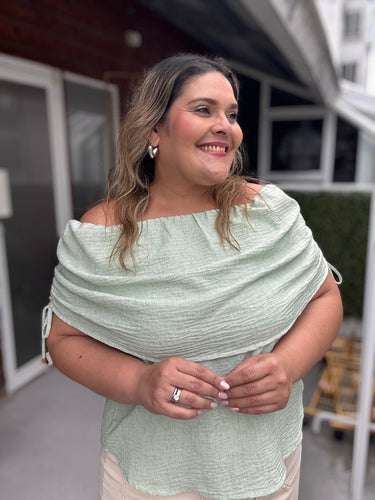 GREEN OFF SHOULDER BLOUSE