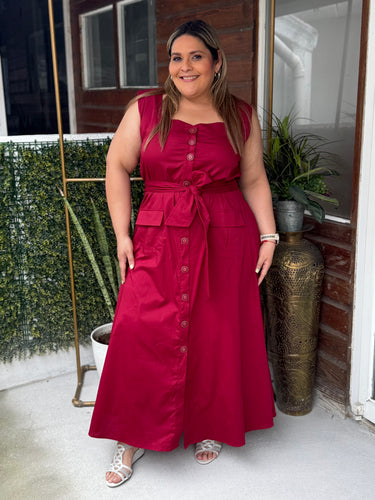 VESTIDO GERANIO ROJO VINO