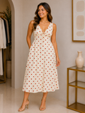 Vestido Lunares Crema con Lazo