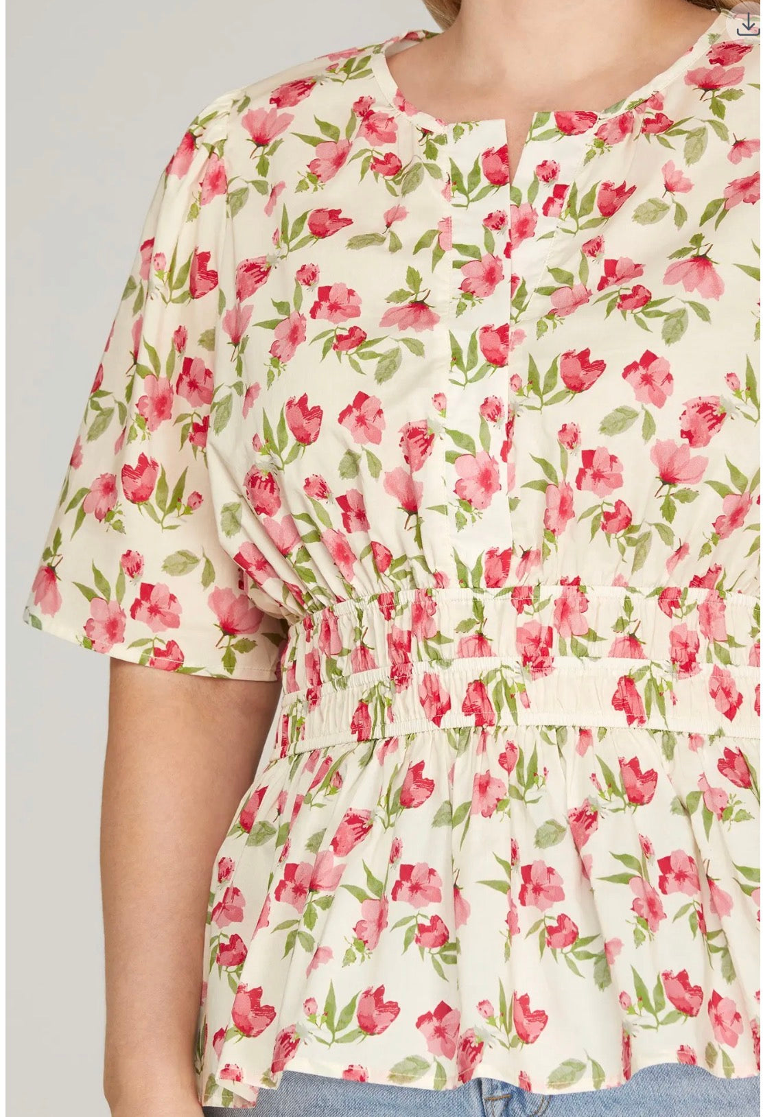 BLUSA FLORAL PEPLUM PLUS SIZE