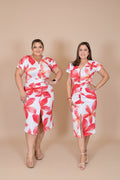 Vestido Floral Rojo y Blanco para Mujer/ Vestido Elegante Casual/ Moda Femenina en Panamá