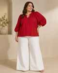 PLUS SIZE BLUSA ROJA MANGAS  PUFF