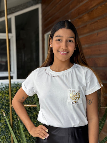 SWEATER  CORAZONES DORADOS BLANCO