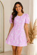 Vestido Corto Rosado Estampado para mujer/ Moda femenina elegante en Panamá