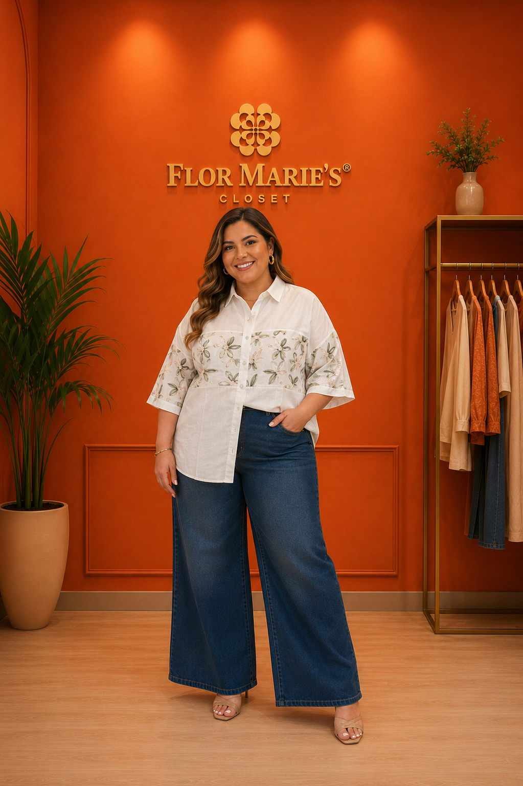 Blusa Plus Size Blanca con Transparencia Floral | Camisa Elegante para Mujer Tallas Grandes Panamá