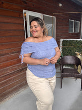 Cargar imagen en el visor de la galería, DENIM OFF SHOULDER BLOUSE