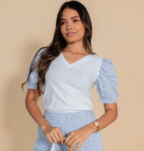 BLUSA VANESSA MANGA PUFFY AZUL