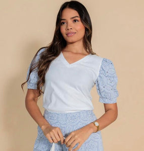 BLUSA VANESSA MANGA PUFFY AZUL